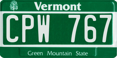 VT license plate CPW767