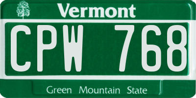 VT license plate CPW768