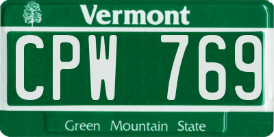 VT license plate CPW769