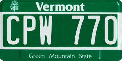 VT license plate CPW770