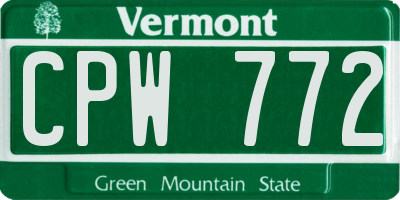 VT license plate CPW772
