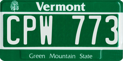 VT license plate CPW773