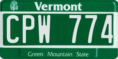 VT license plate CPW774