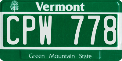 VT license plate CPW778