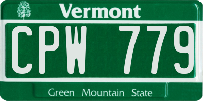 VT license plate CPW779