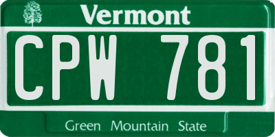 VT license plate CPW781