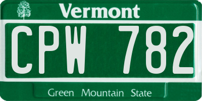 VT license plate CPW782