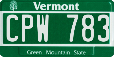 VT license plate CPW783