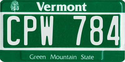 VT license plate CPW784