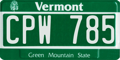 VT license plate CPW785