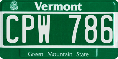 VT license plate CPW786