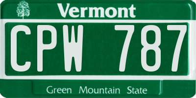 VT license plate CPW787