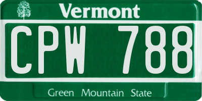VT license plate CPW788