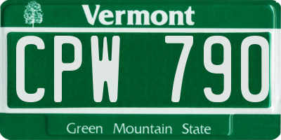 VT license plate CPW790