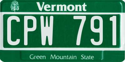 VT license plate CPW791