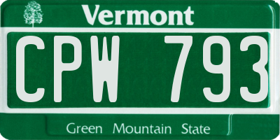 VT license plate CPW793