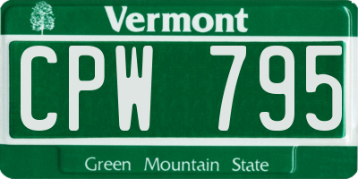 VT license plate CPW795