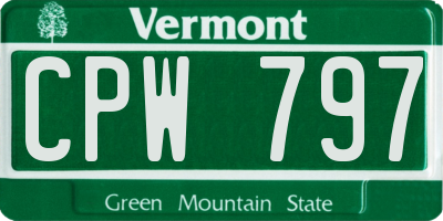 VT license plate CPW797