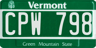 VT license plate CPW798