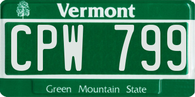 VT license plate CPW799
