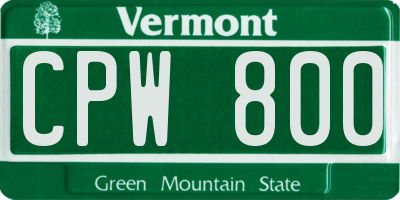 VT license plate CPW800