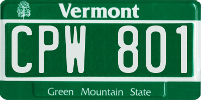 VT license plate CPW801