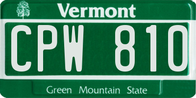 VT license plate CPW810