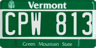 VT license plate CPW813