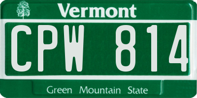 VT license plate CPW814
