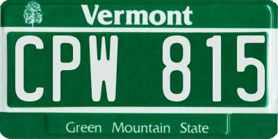 VT license plate CPW815