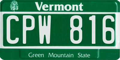 VT license plate CPW816
