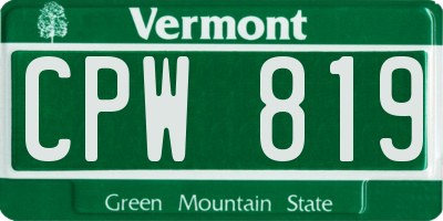 VT license plate CPW819