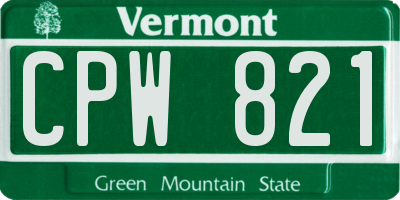VT license plate CPW821