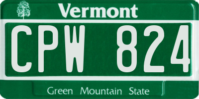 VT license plate CPW824
