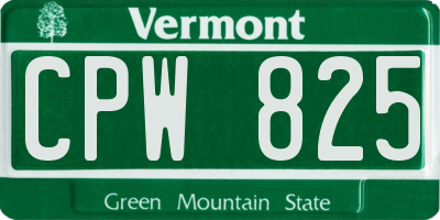 VT license plate CPW825