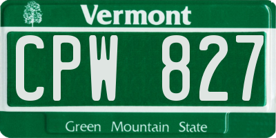 VT license plate CPW827