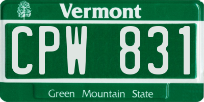 VT license plate CPW831