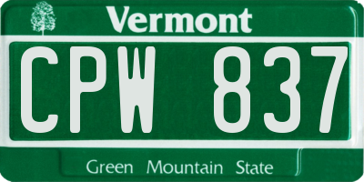 VT license plate CPW837
