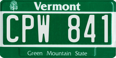 VT license plate CPW841