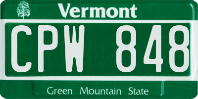 VT license plate CPW848