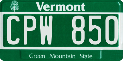 VT license plate CPW850