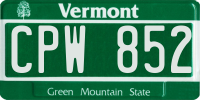 VT license plate CPW852