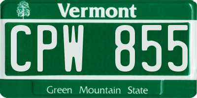 VT license plate CPW855
