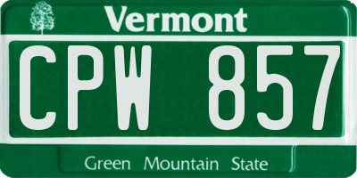 VT license plate CPW857