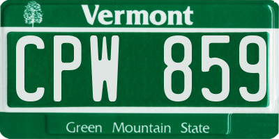 VT license plate CPW859