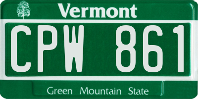 VT license plate CPW861