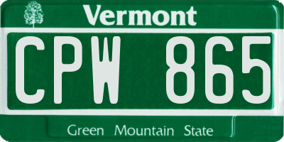 VT license plate CPW865