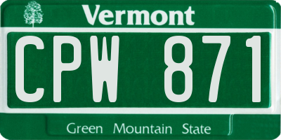 VT license plate CPW871