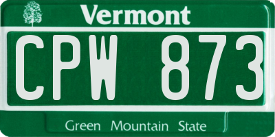 VT license plate CPW873