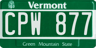 VT license plate CPW877